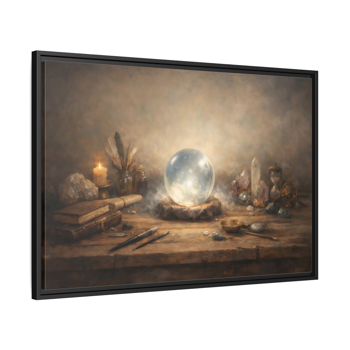 Side Mockup 13. Fairytale Crystal Ball Vintage Mystic shown as stretched canvas wall art