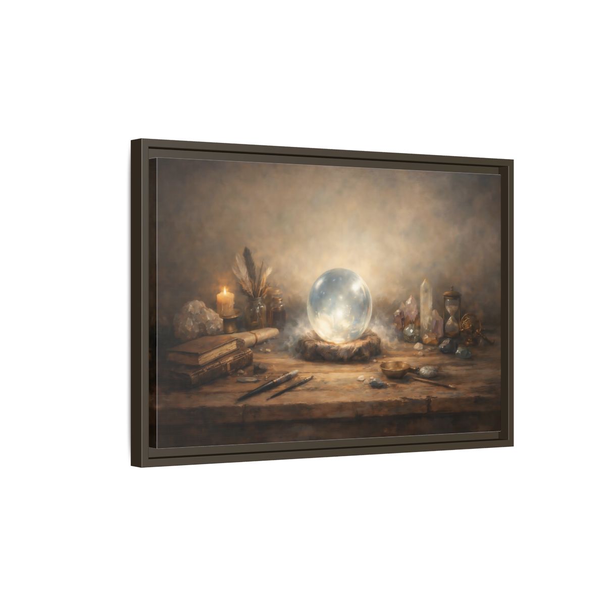 Side Mockup 2. Fairytale Crystal Ball Vintage Mystic shown as stretched canvas wall art