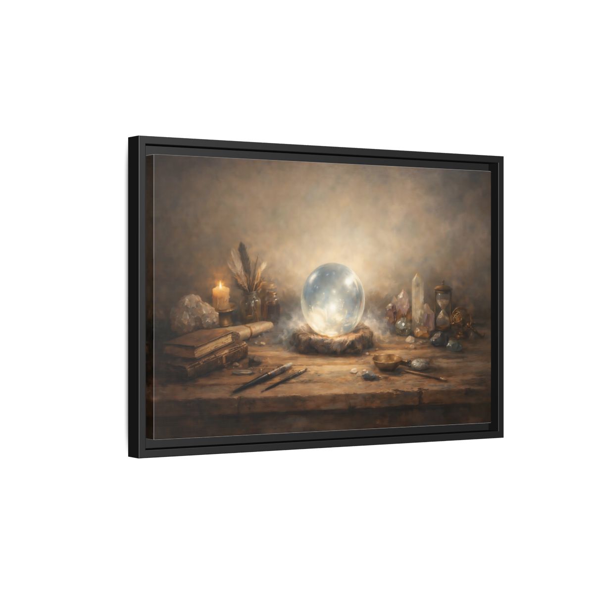 Side Mockup 3. Fairytale Crystal Ball Vintage Mystic shown as stretched canvas wall art