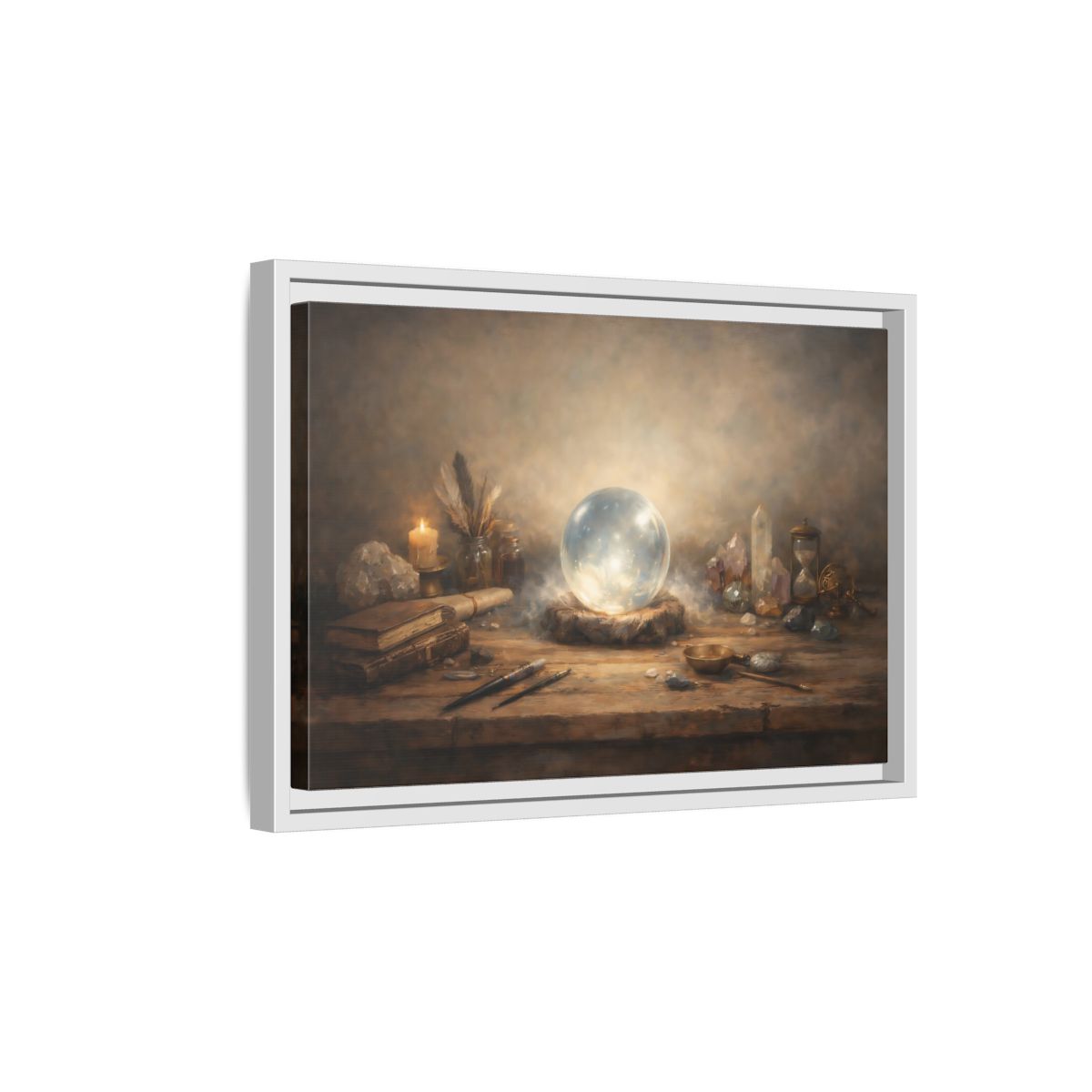 Side Mockup 4. Fairytale Crystal Ball Vintage Mystic shown as stretched canvas wall art