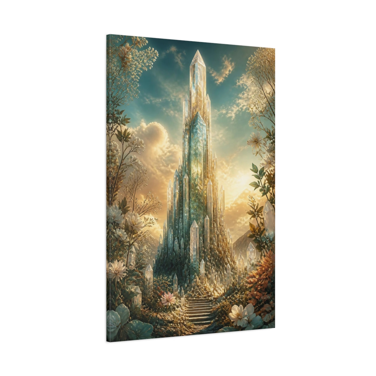 Side Mockup 1. Fairytale Crystal City Golden Crystal shown as stretched canvas wall art