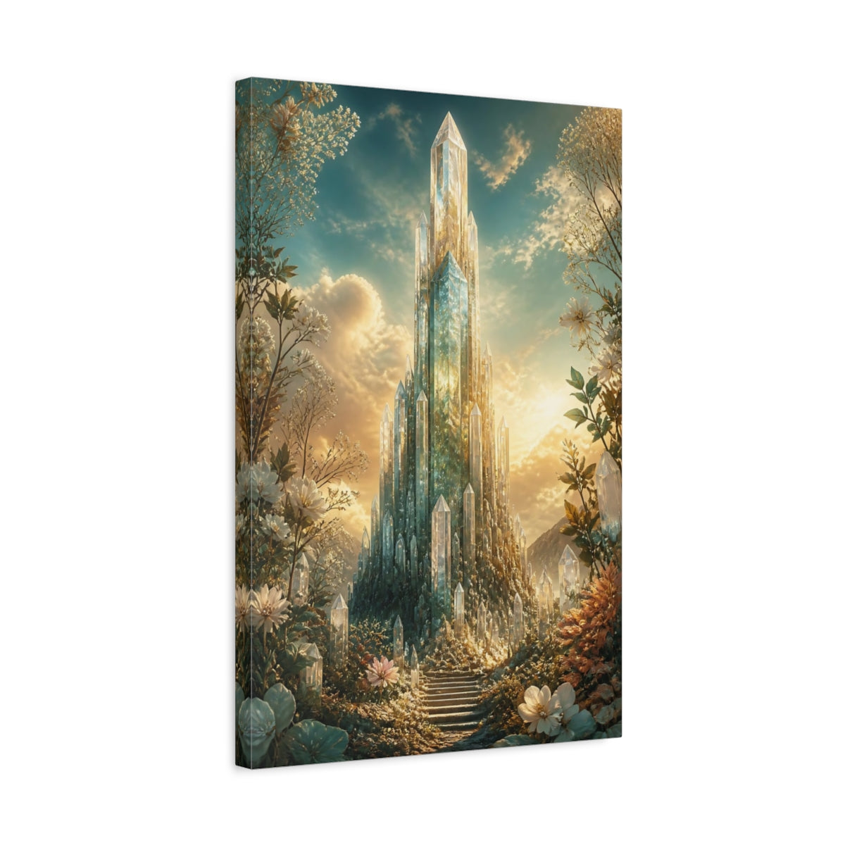 Side Mockup 3. Fairytale Crystal City Golden Crystal shown as stretched canvas wall art