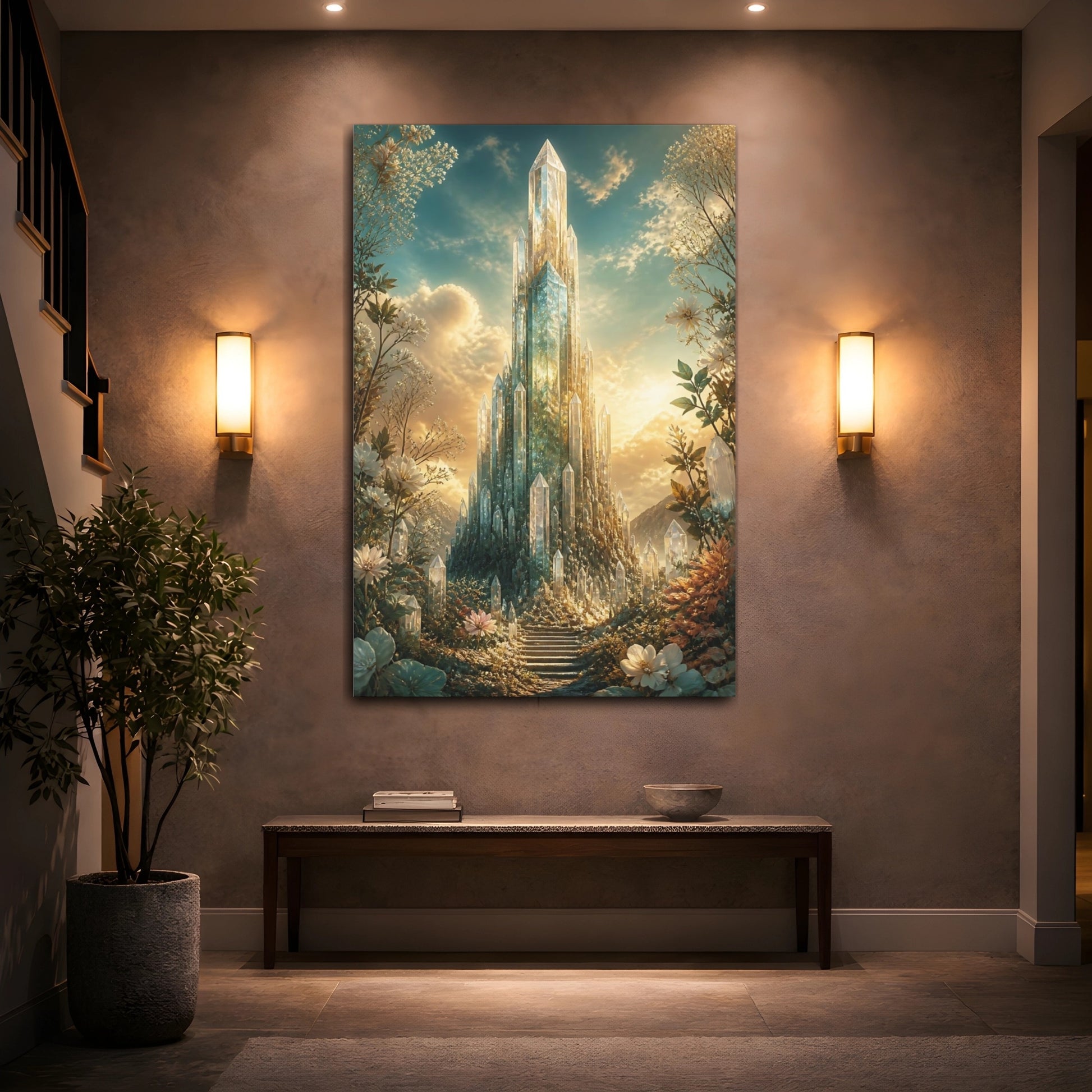 Mockup 2. Fairytale Crystal City Golden Crystal shown as stretched canvas wall art