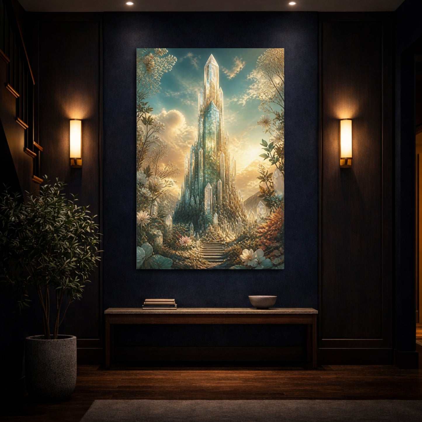 Mockup 4. Fairytale Crystal City Golden Crystal shown as stretched canvas wall art