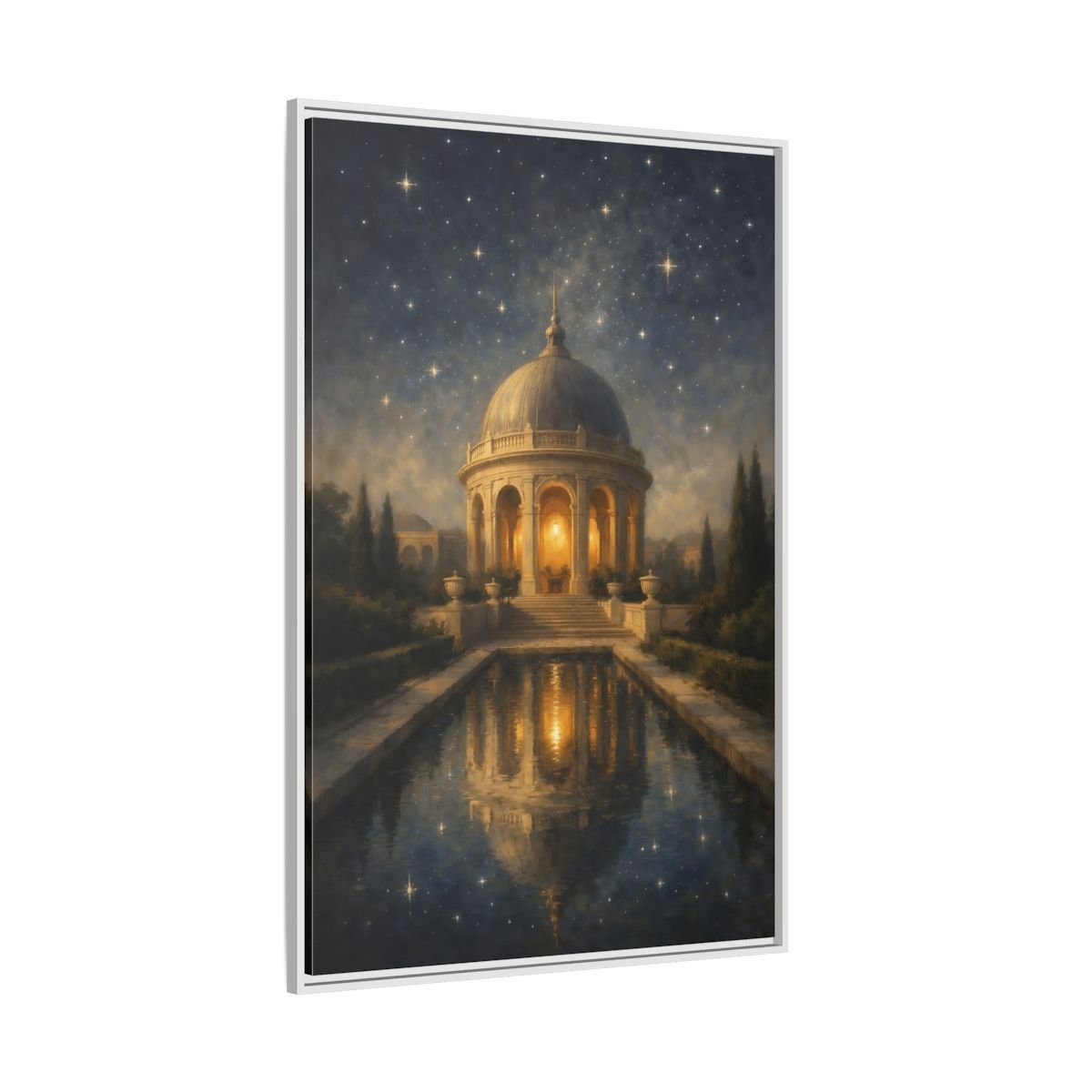 Fairytale Domed Pavilion Gold - Framed Canvas Wall Art Print - YesArtYes