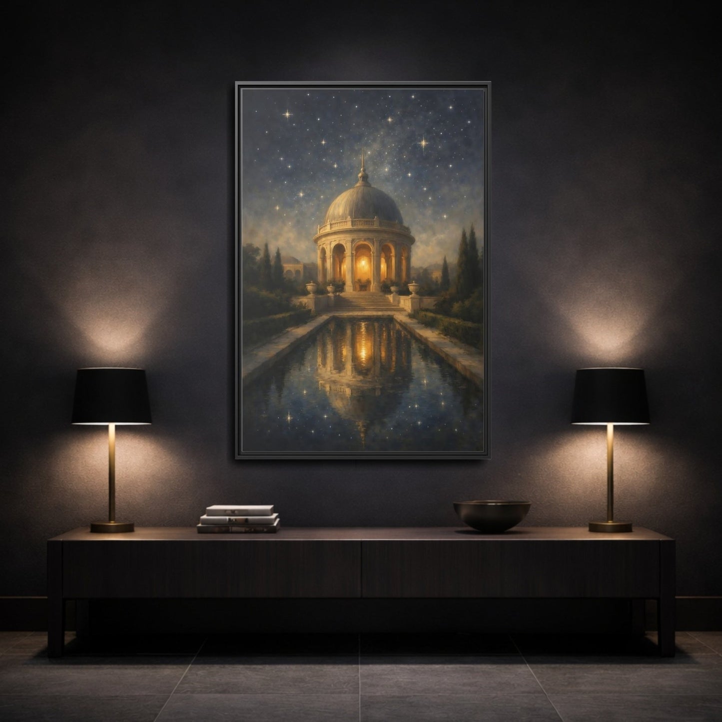 Fairytale Domed Pavilion Gold - Framed Canvas Wall Art Print - YesArtYes