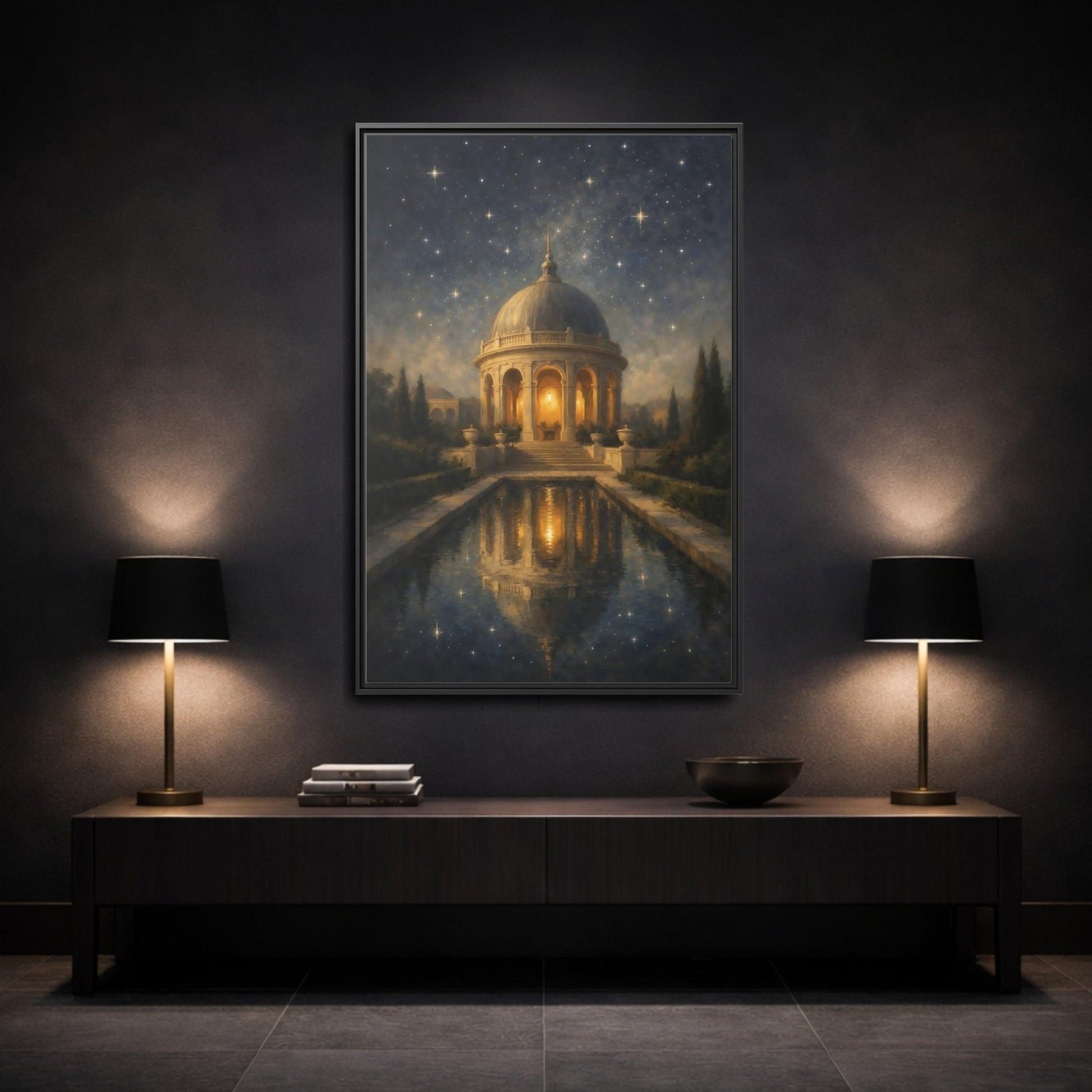 Fairytale Domed Pavilion Gold - Framed Canvas Wall Art Print - YesArtYes