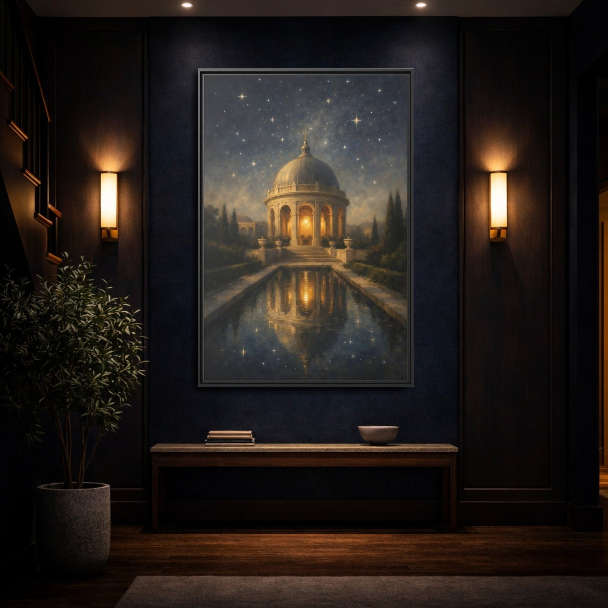 Fairytale Domed Pavilion Gold - Framed Canvas Wall Art Print - YesArtYes
