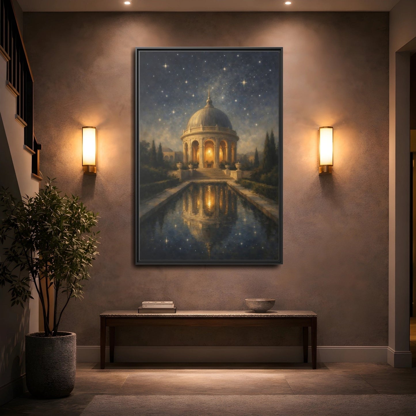 Fairytale Domed Pavilion Gold - Framed Canvas Wall Art Print - YesArtYes