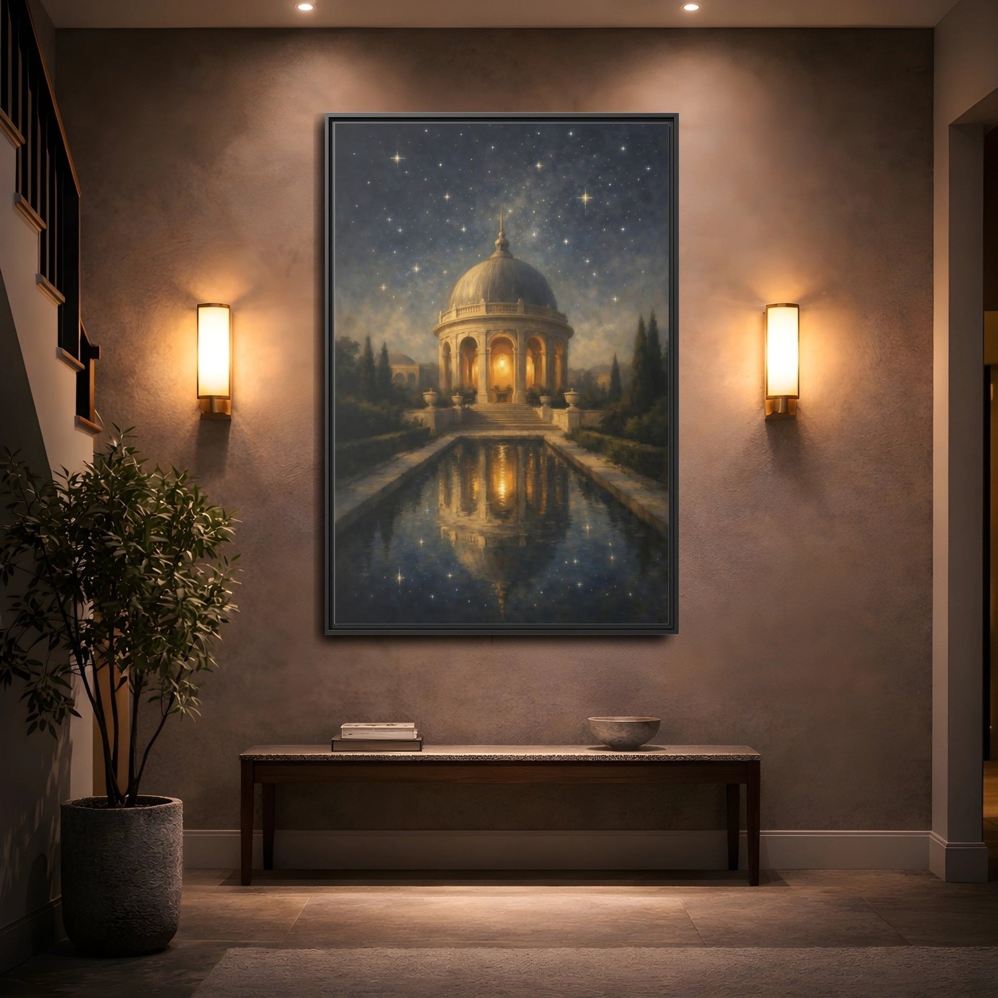 Fairytale Domed Pavilion Gold - Framed Canvas Wall Art Print - YesArtYes