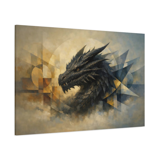 Main Mockup. Fairytale Dragon Abstract Dragon Art shown as stretched canvas wall art