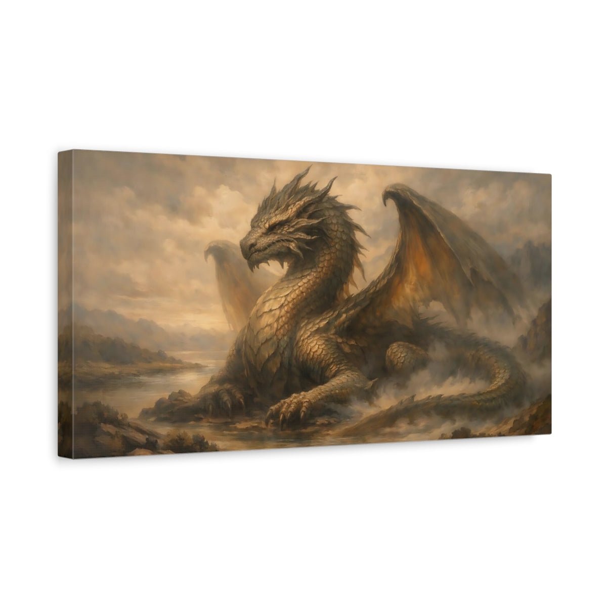 Fairytale Dragon Golden - Canvas Wall Art Print - YesArtYes