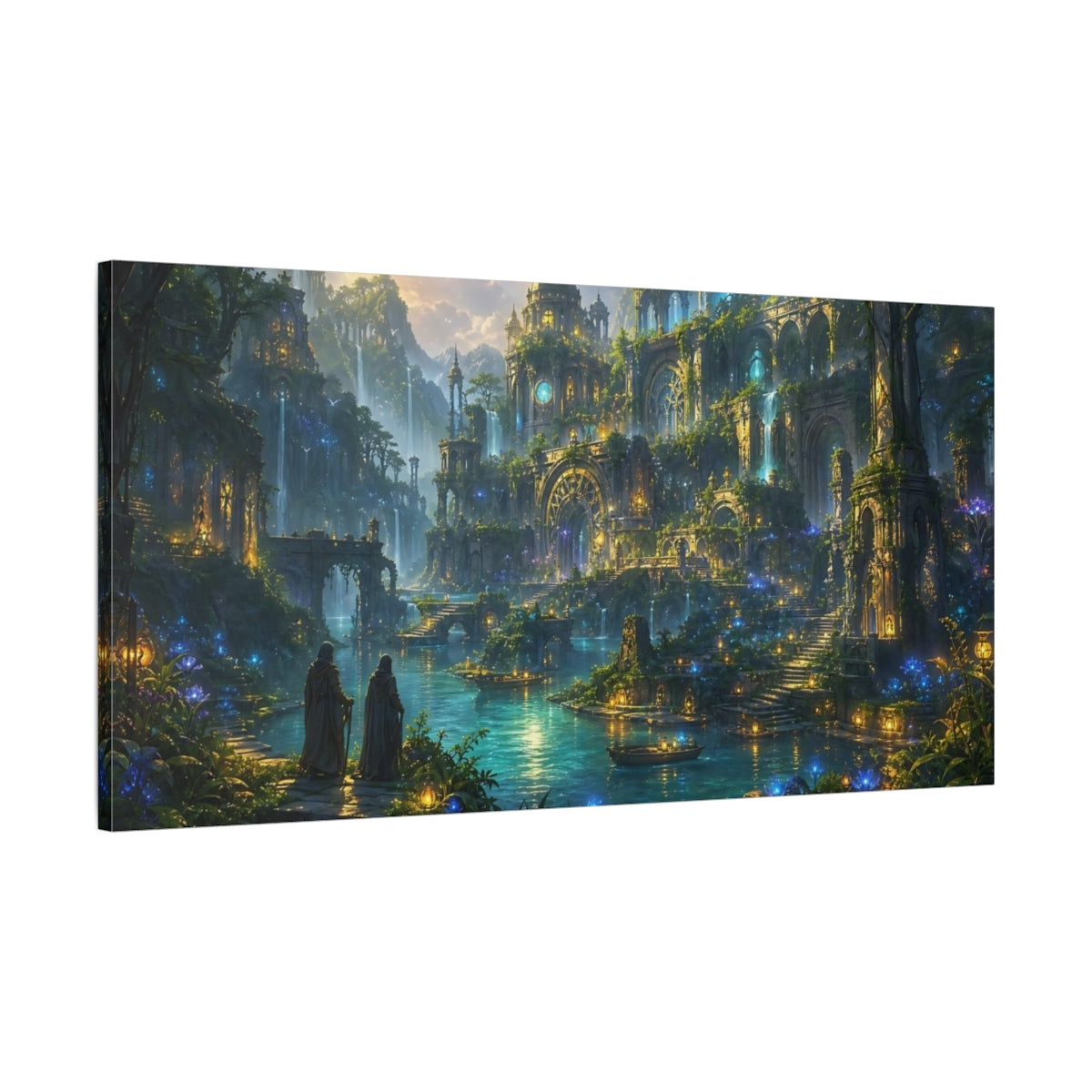 Main Mockup. Fairytale Enchanted City Enchanted City shown as stretched canvas wall art