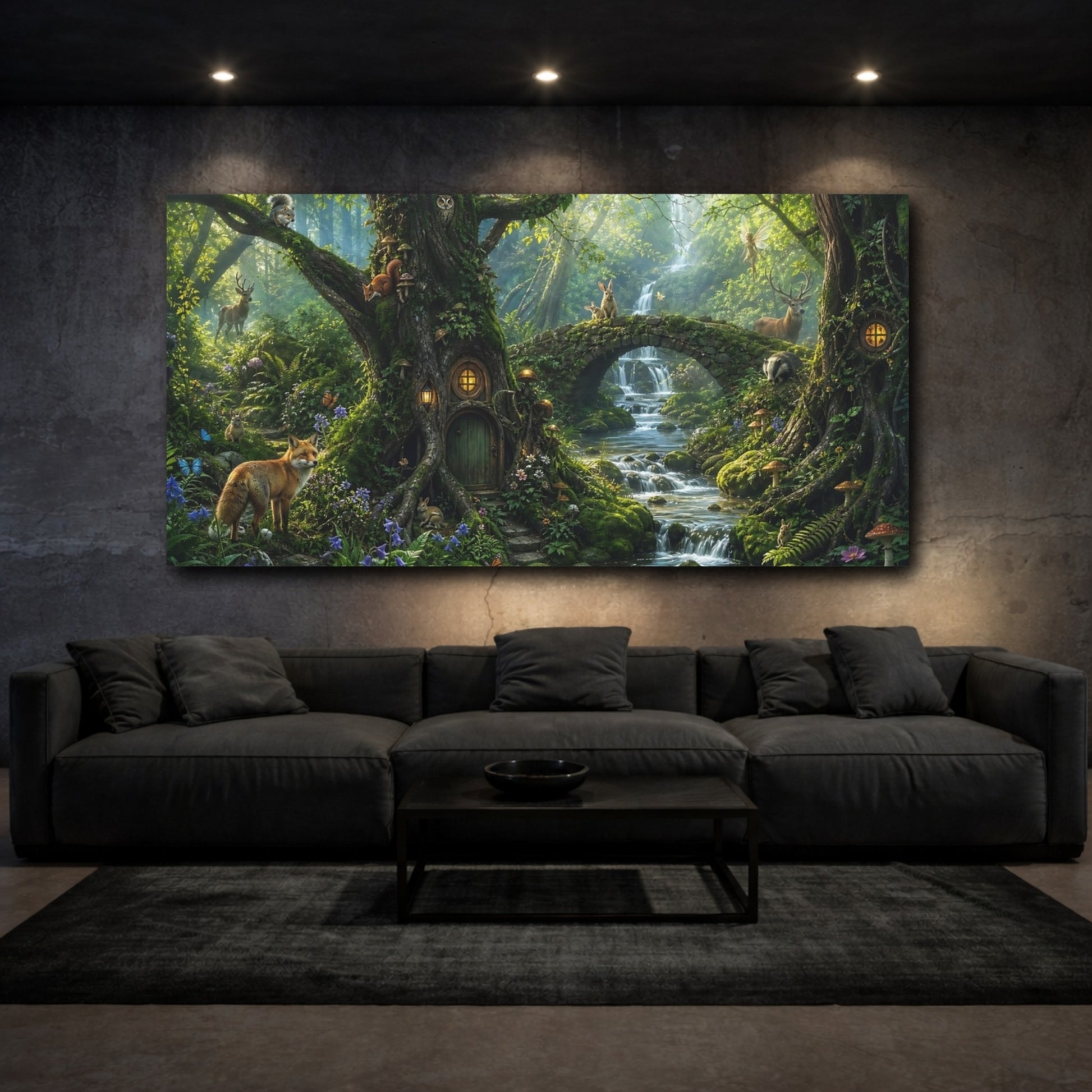 Mockup 2. Fairytale Enchanted Forest Enchanted Forest shown as stretched canvas wall art