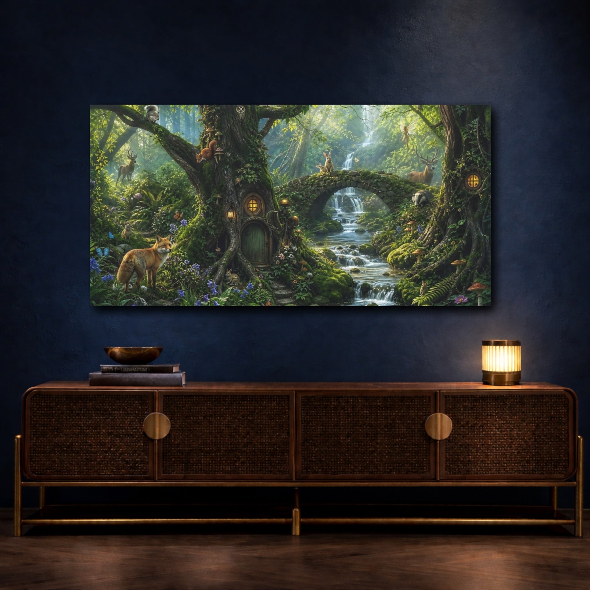 Mockup 3. Fairytale Enchanted Forest Enchanted Forest shown as stretched canvas wall art