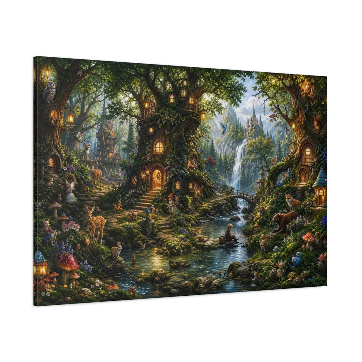 Side Mockup 1. Fairytale Enchanted Forest Enchanted Forest Green shown as stretched canvas wall art