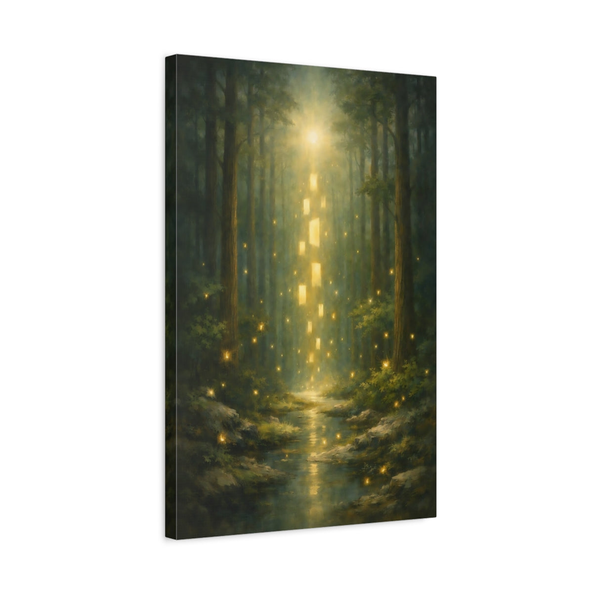 Side Mockup 3. Fairytale Enchanted Forest Magical Forest shown as stretched canvas wall art