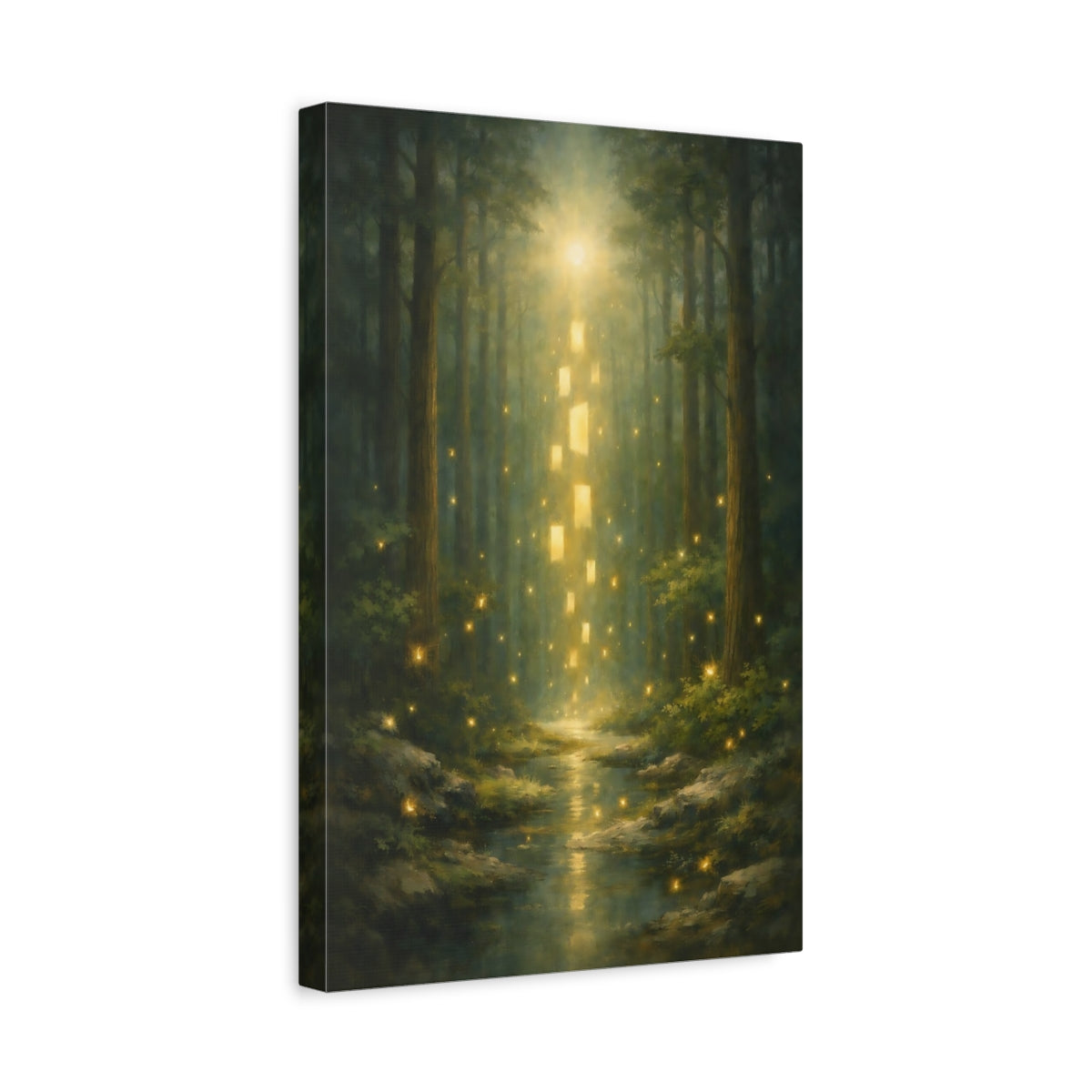 Side Mockup 4. Fairytale Enchanted Forest Magical Forest shown as stretched canvas wall art