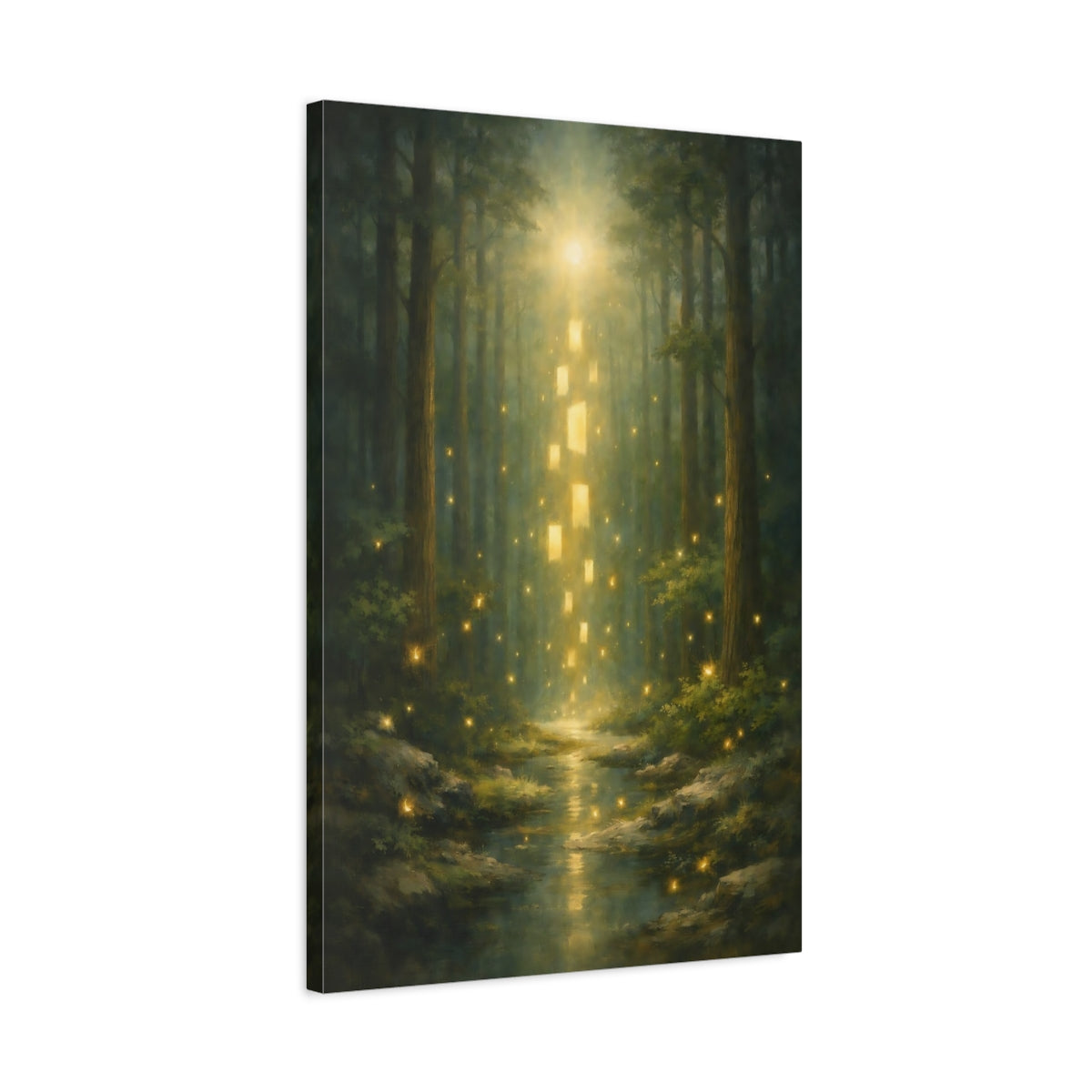 Side Mockup 2. Fairytale Enchanted Forest Magical Forest shown as stretched canvas wall art