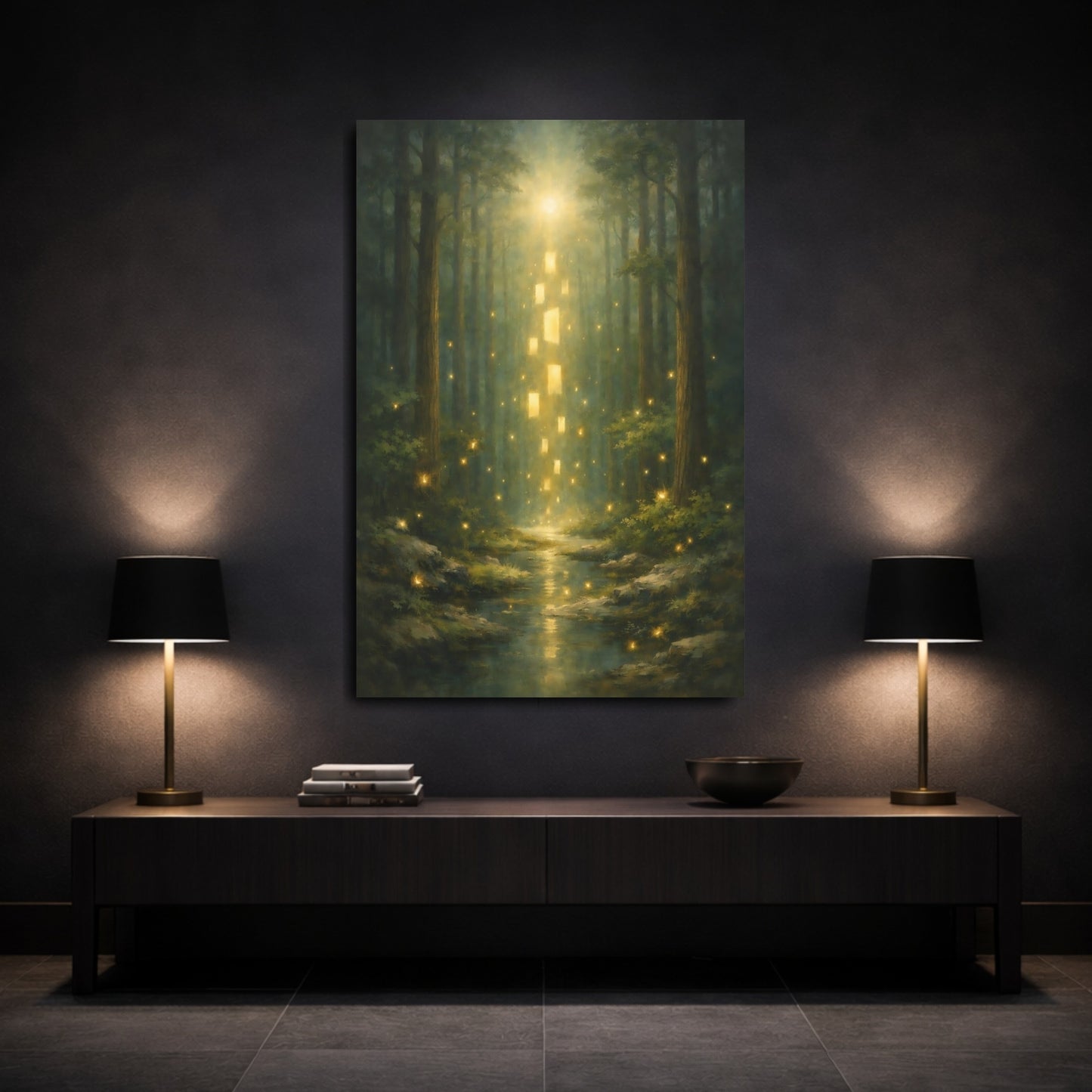 Mockup 2. Fairytale Enchanted Forest Magical Forest shown as stretched canvas wall art