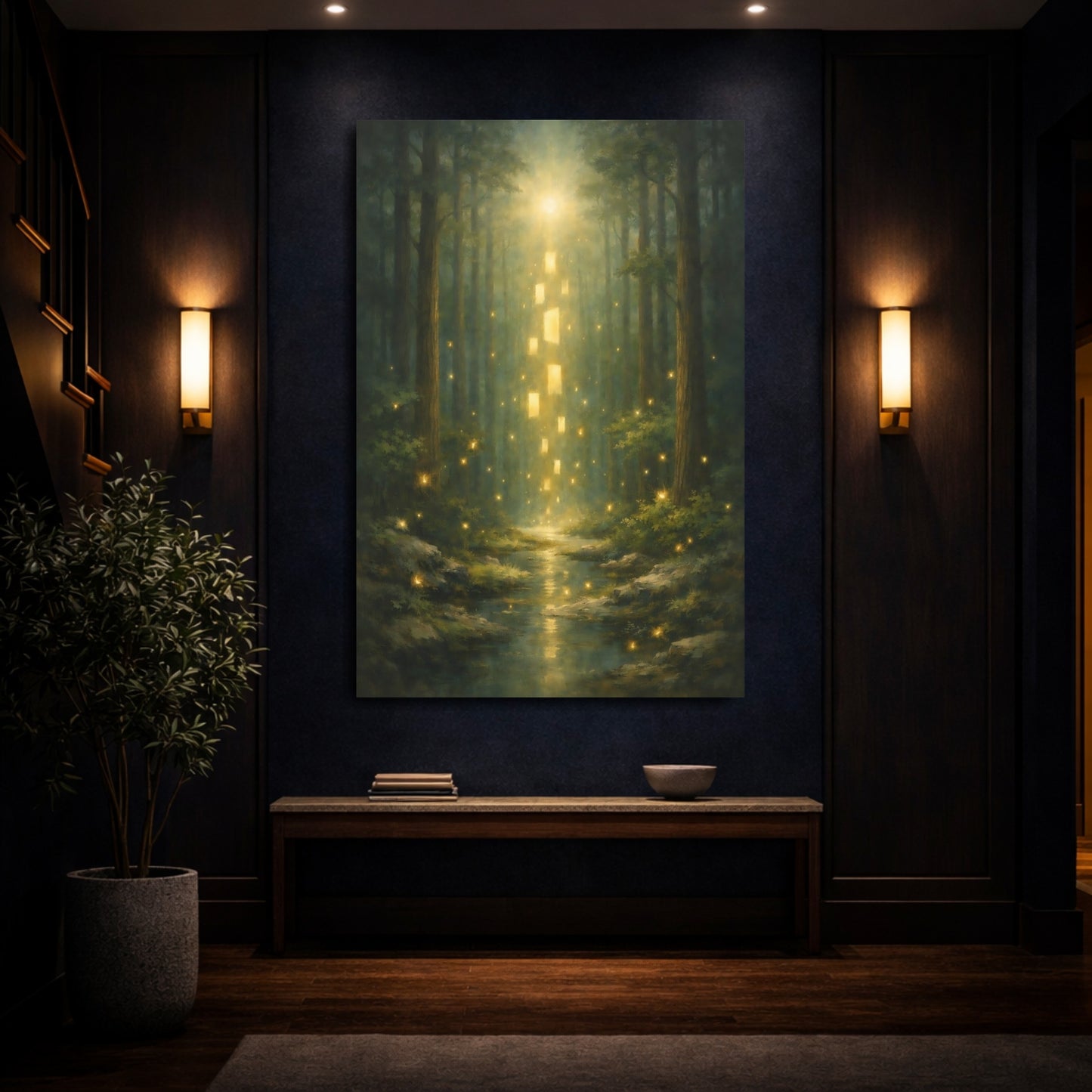 Mockup 3. Fairytale Enchanted Forest Magical Forest shown as stretched canvas wall art
