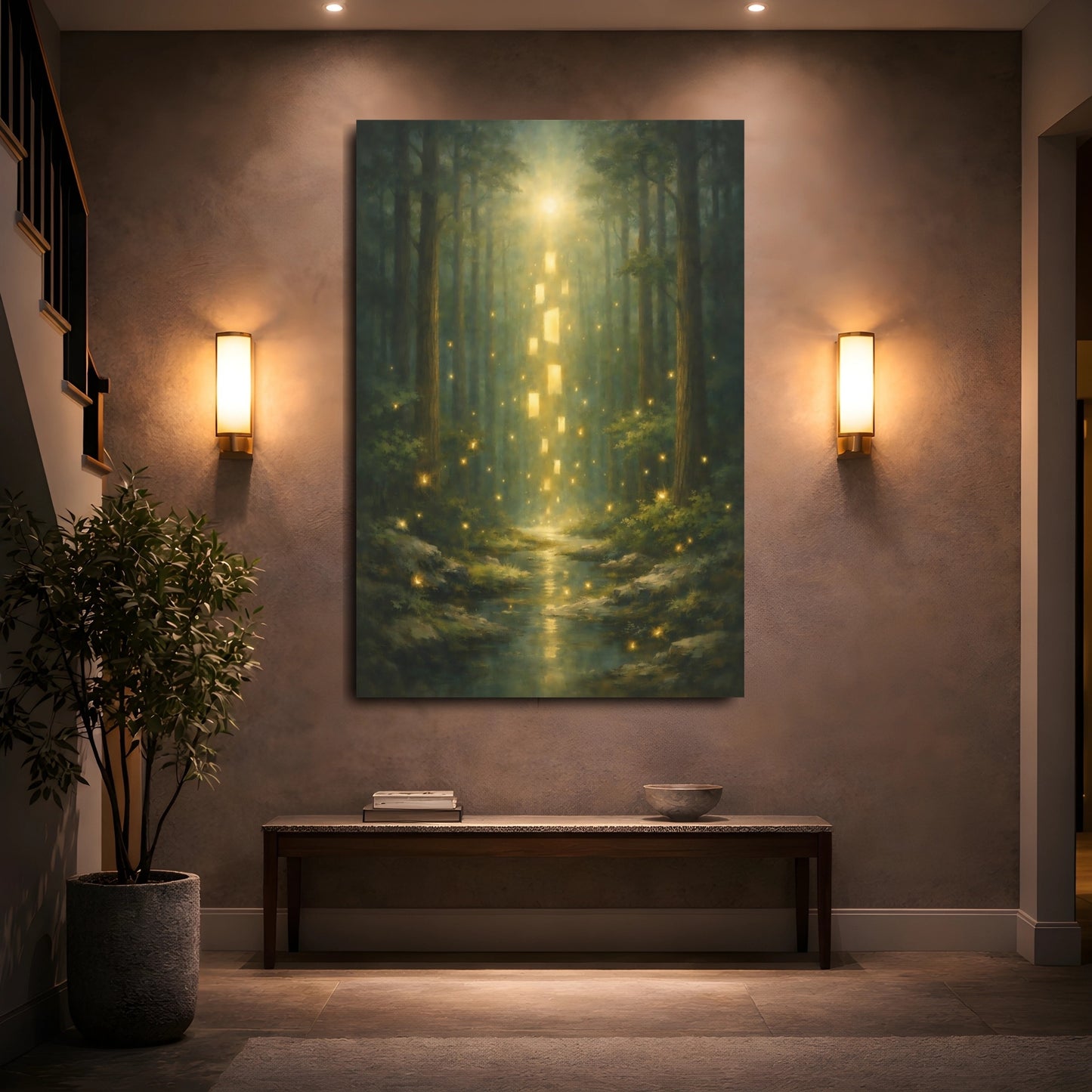 Mockup 4. Fairytale Enchanted Forest Magical Forest shown as stretched canvas wall art