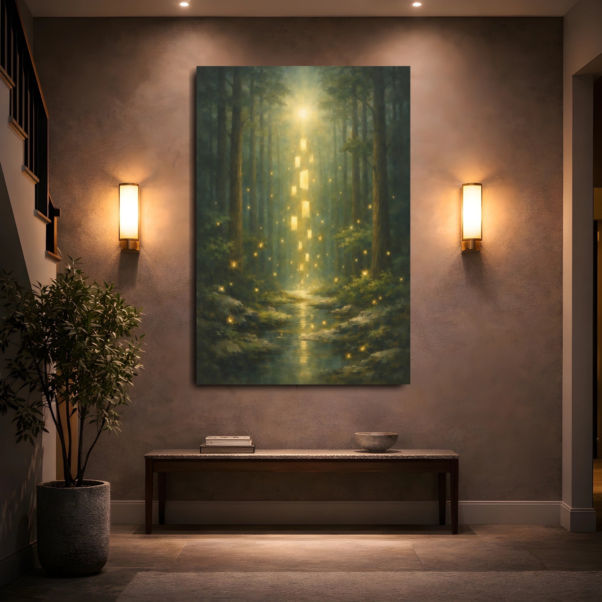 Mockup 4. Fairytale Enchanted Forest Magical Forest shown as stretched canvas wall art