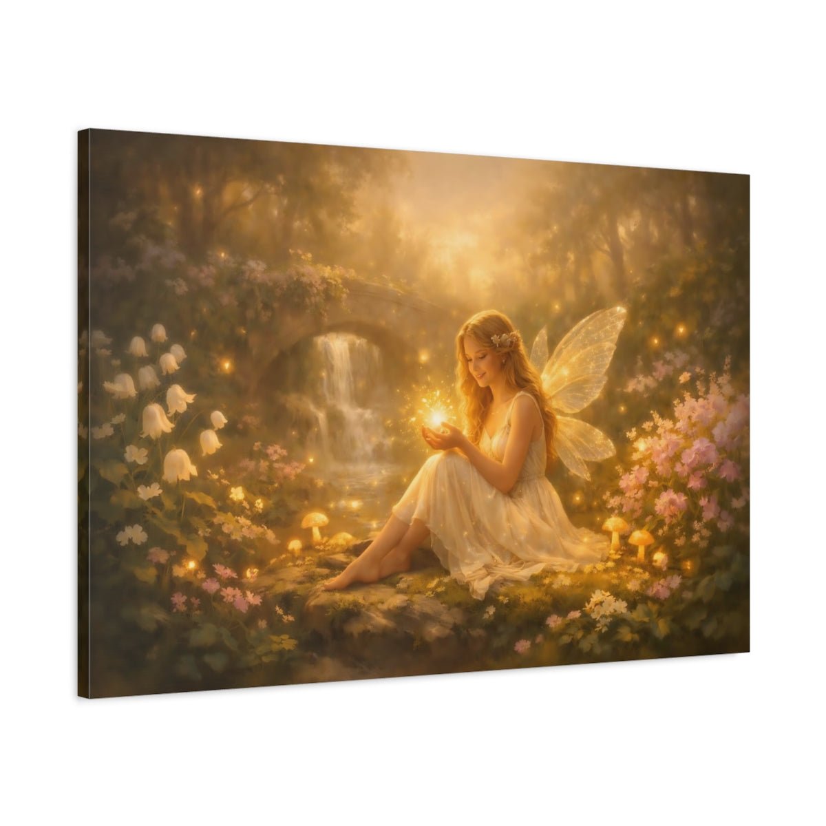 Fairytale Fairy Golden Forest - Canvas Wall Art Print - YesArtYes