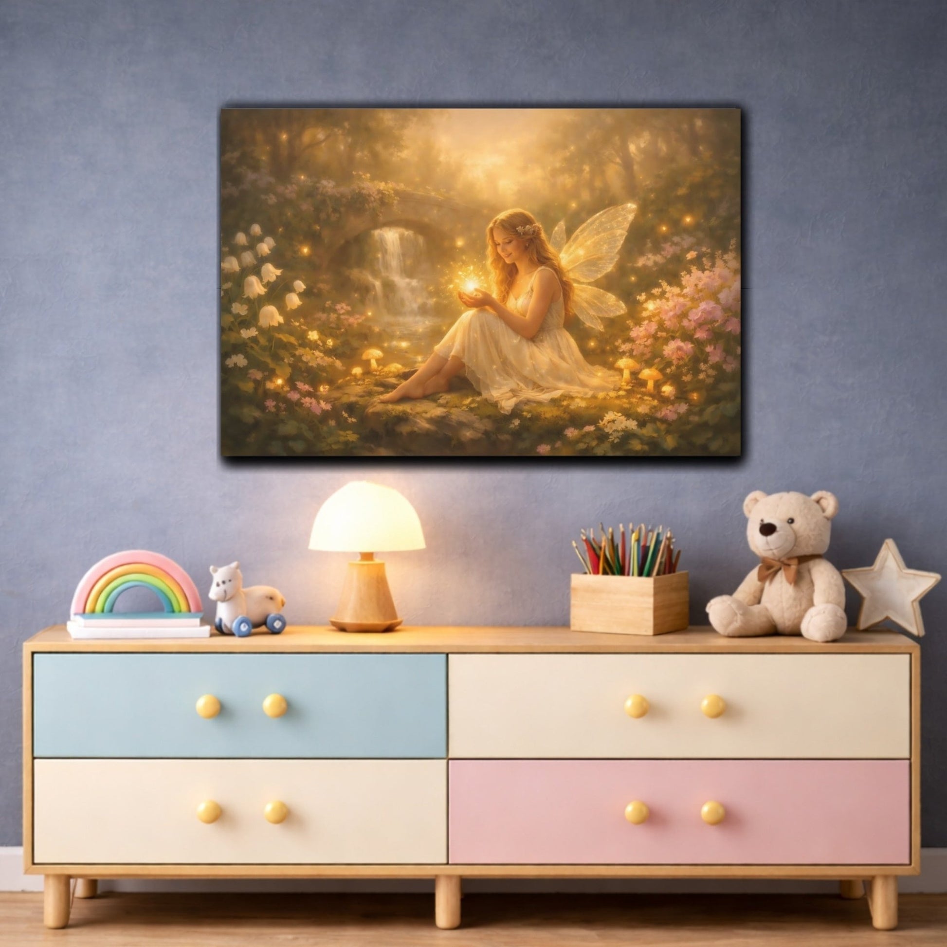 Fairytale Fairy Golden Forest - Canvas Wall Art Print - YesArtYes