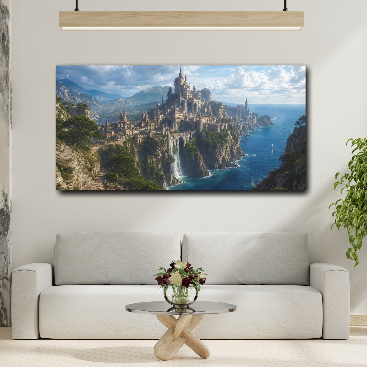 Mockup 3. Fairytale Fantasy Castle Fantasy Castle View shown as stretched canvas wall art