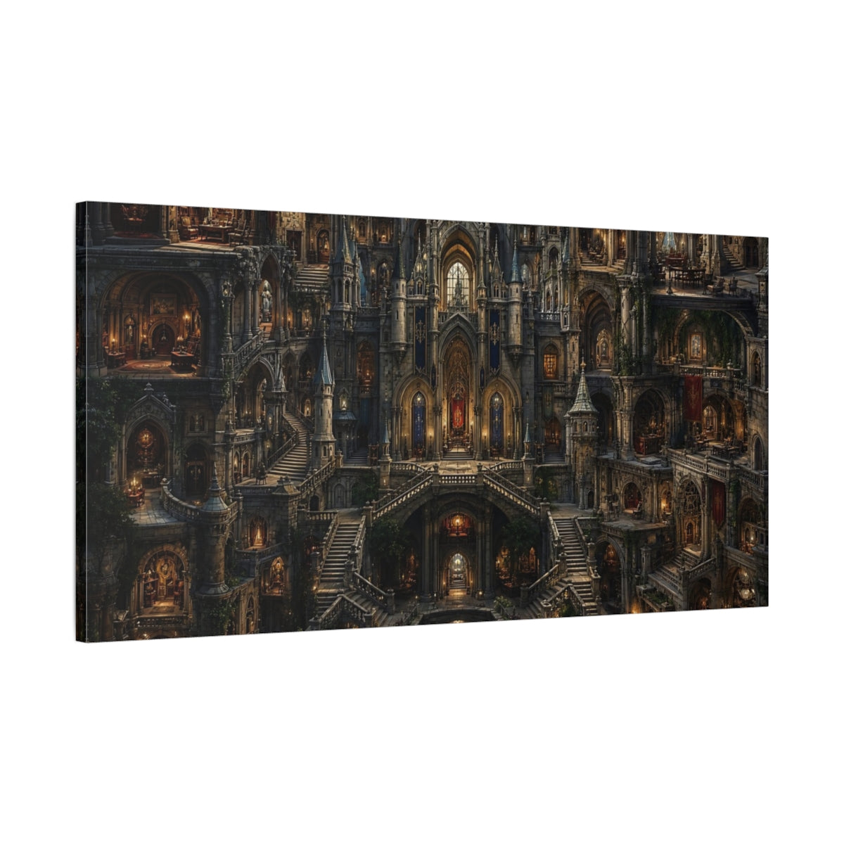 Main Mockup. Fairytale Fantasy Castle Stone Castle Fantasy shown as stretched canvas wall art