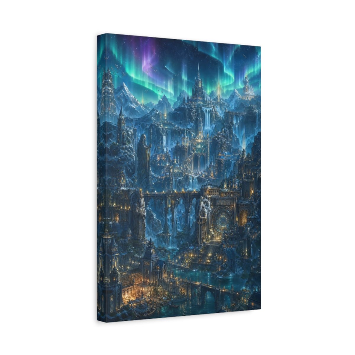 Fairytale Fantasy City Blue And Purple Canvas Print – Decor for Living Room, Above Sofa - YesArtYes