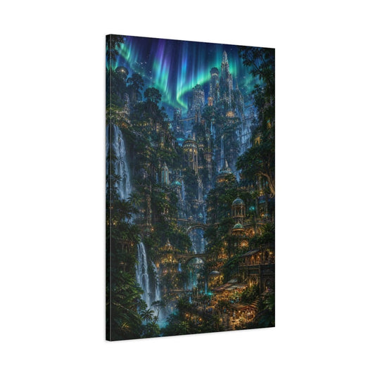 Fairytale Fantasy City Cityscape Canvas Print – Living Room, Above Console Table - YesArtYes