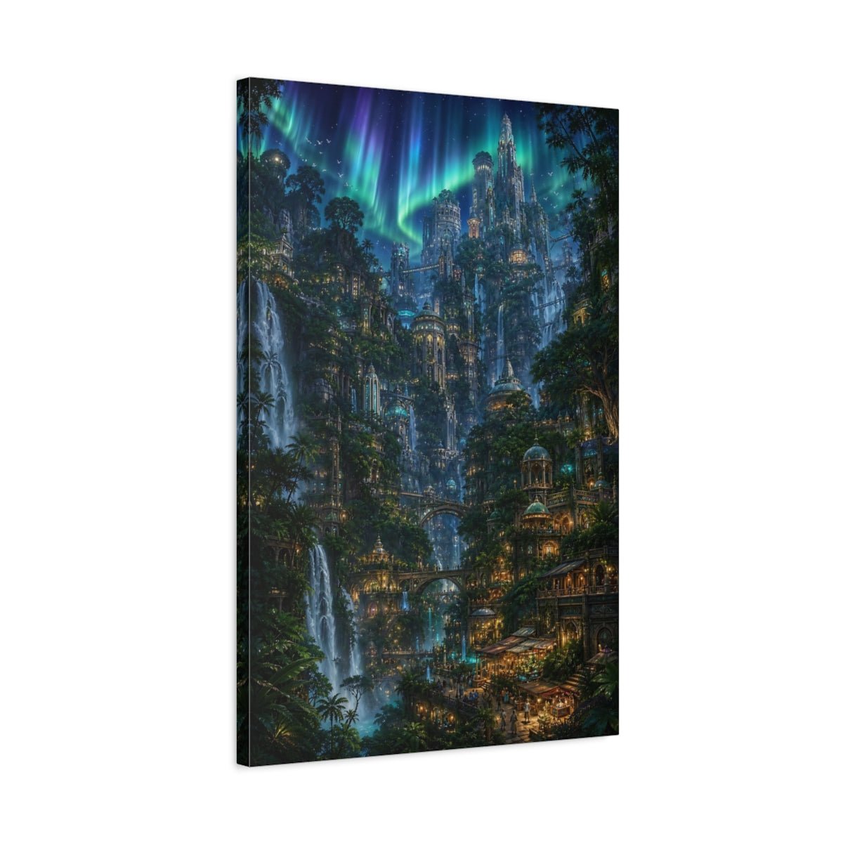 Fairytale Fantasy City Cityscape Canvas Print – Living Room, Above Console Table - YesArtYes