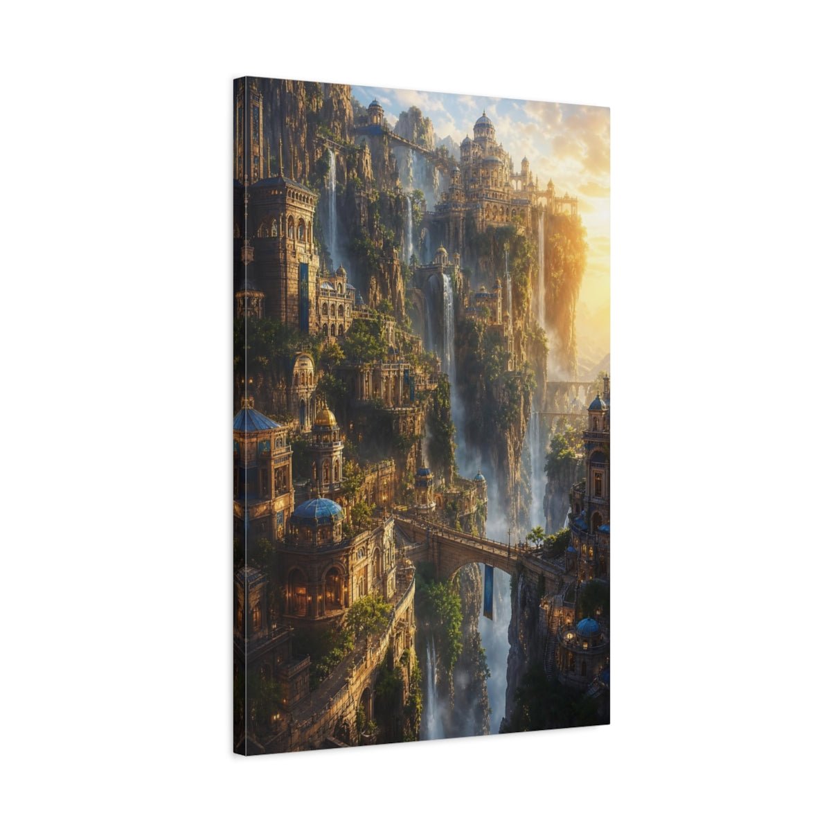 Fairytale Fantasy City Cityscape Canvas Wall Art Print – Ornate Living Room, Above Couch - YesArtYes