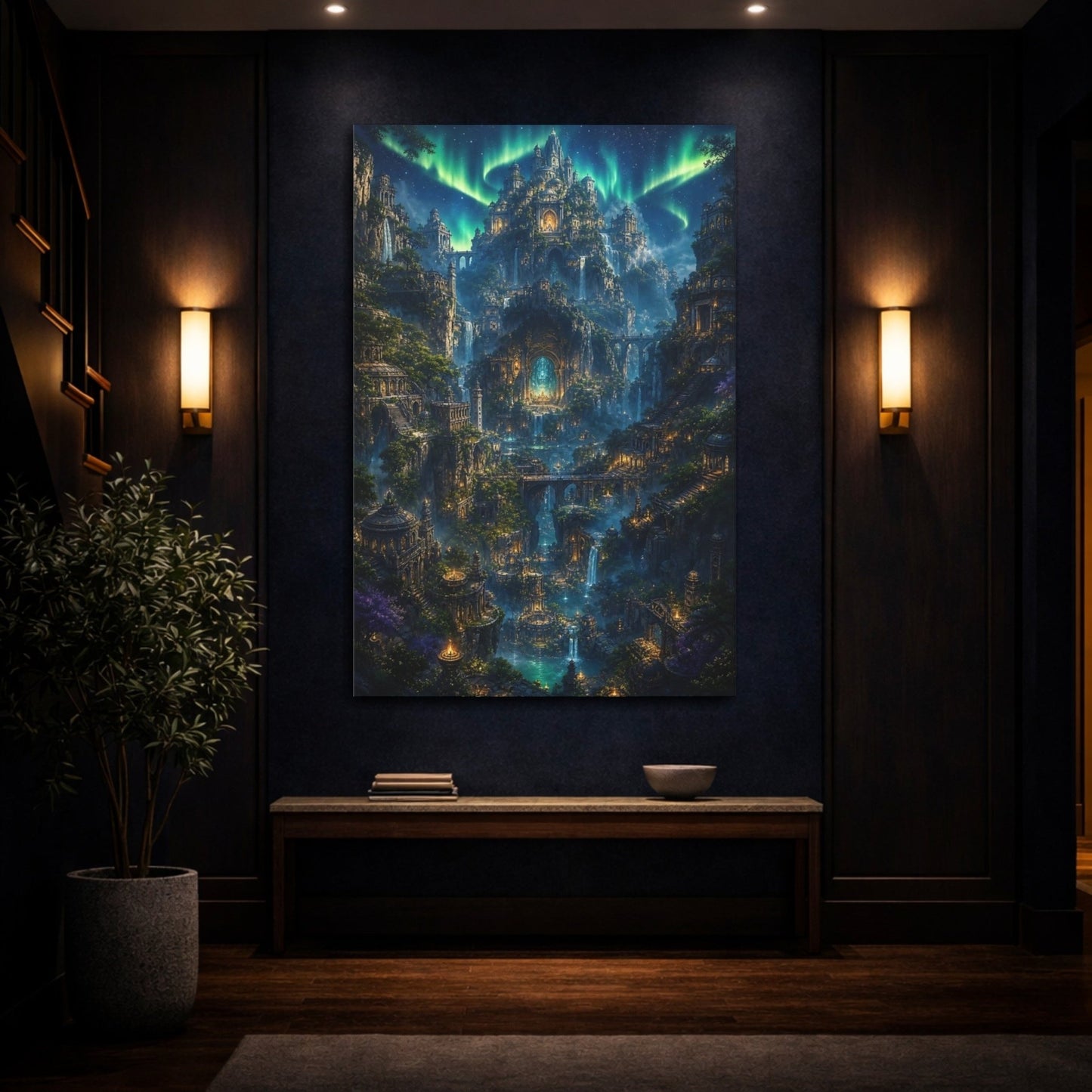 Fairytale Fantasy City Enchanted Canvas Print – Living Room, Above Sofa - YesArtYes