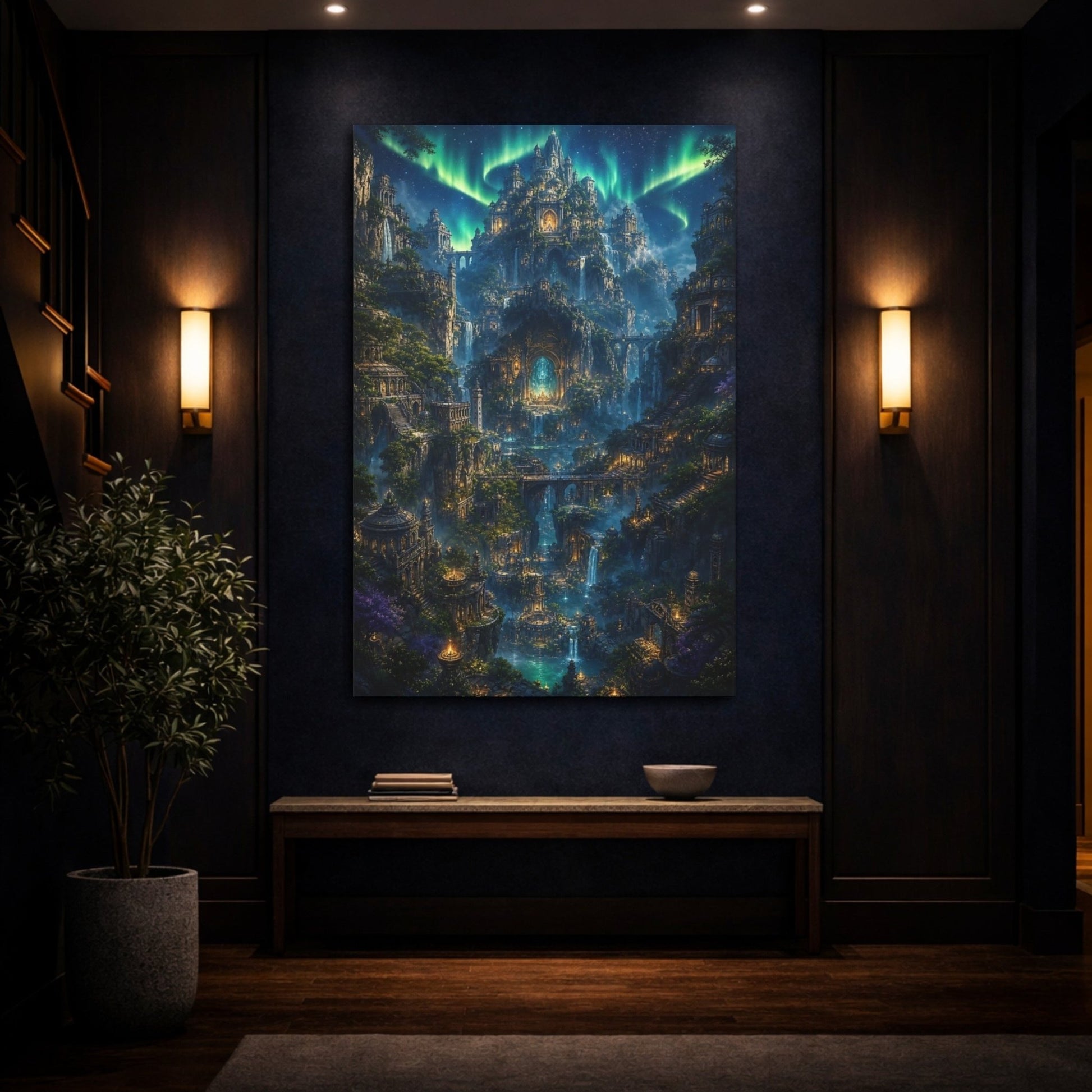 Fairytale Fantasy City Enchanted Canvas Print – Living Room, Above Sofa - YesArtYes