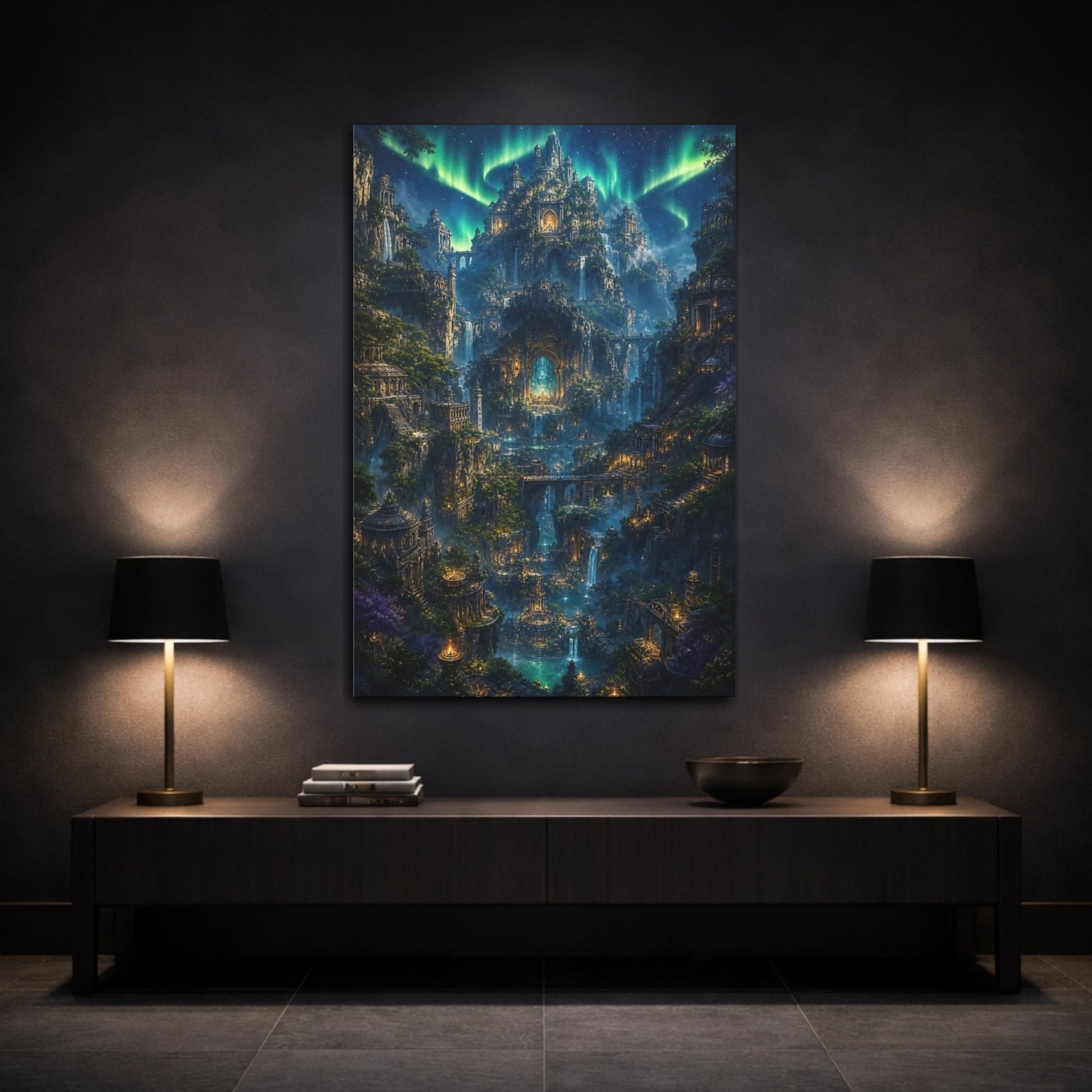Fairytale Fantasy City Enchanted Canvas Print – Living Room, Above Sofa - YesArtYes