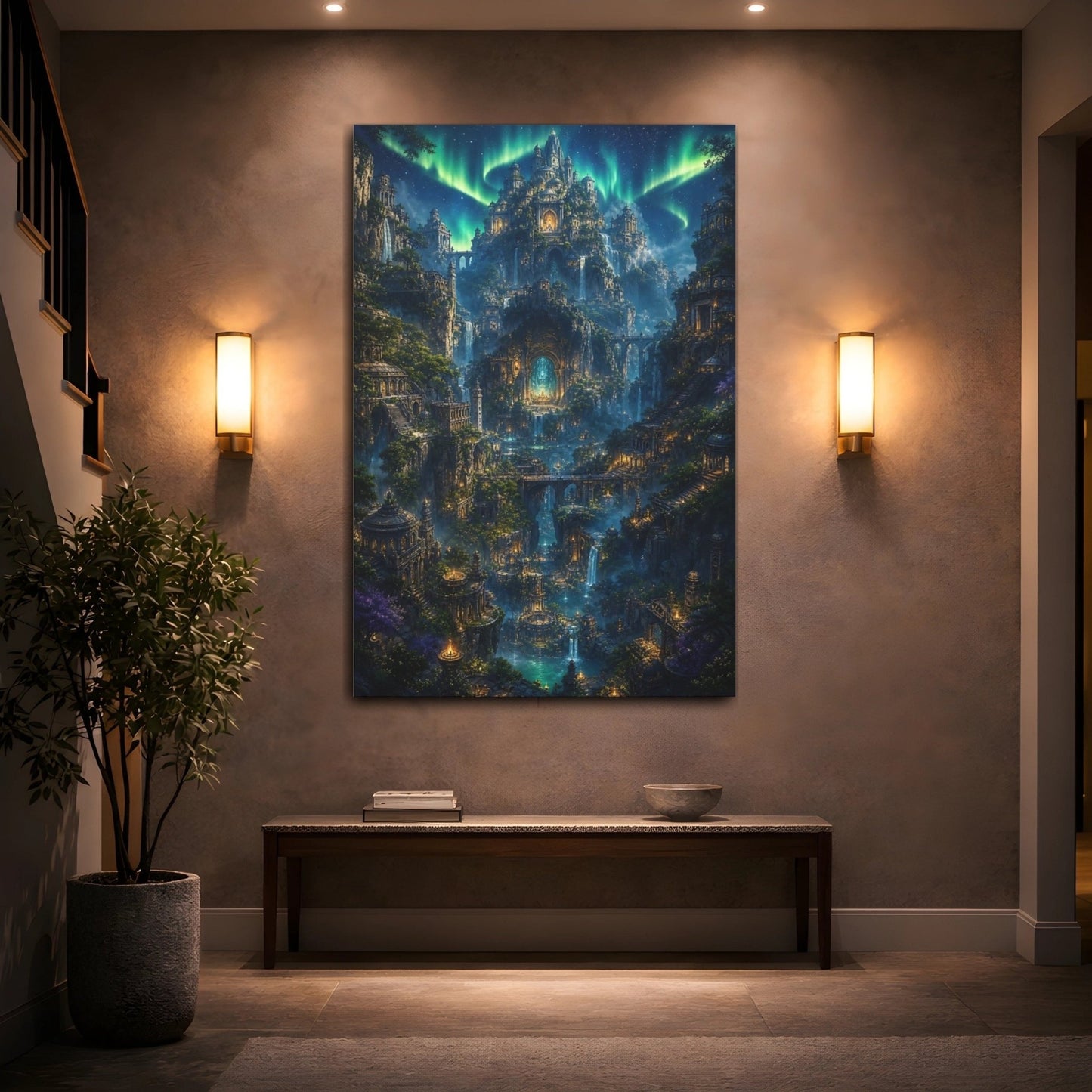 Fairytale Fantasy City Enchanted Canvas Print – Living Room, Above Sofa - YesArtYes
