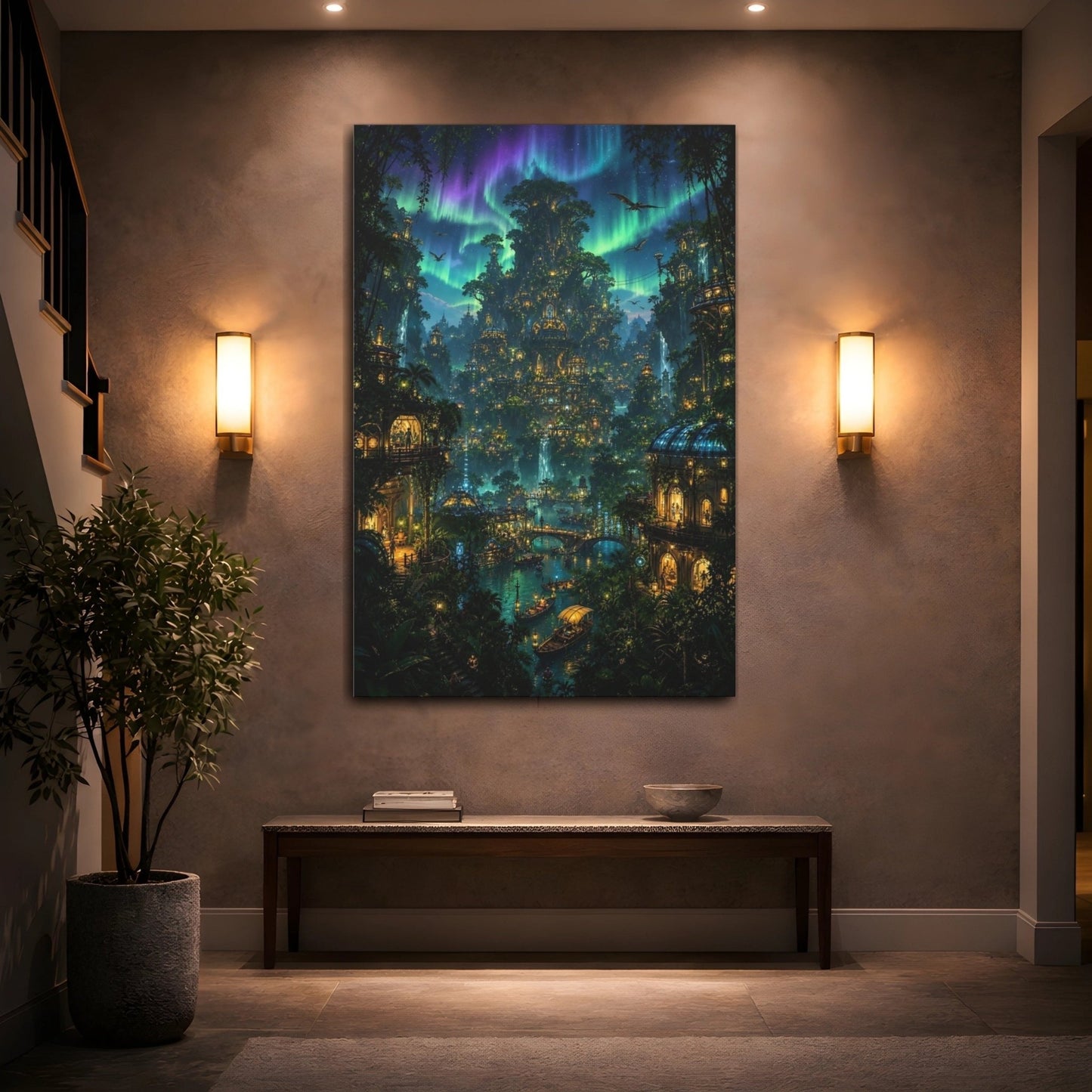 Fairytale Fantasy City Enchanted Forest Canvas Wall Art Print – Living Room Decor, Above Couch - YesArtYes