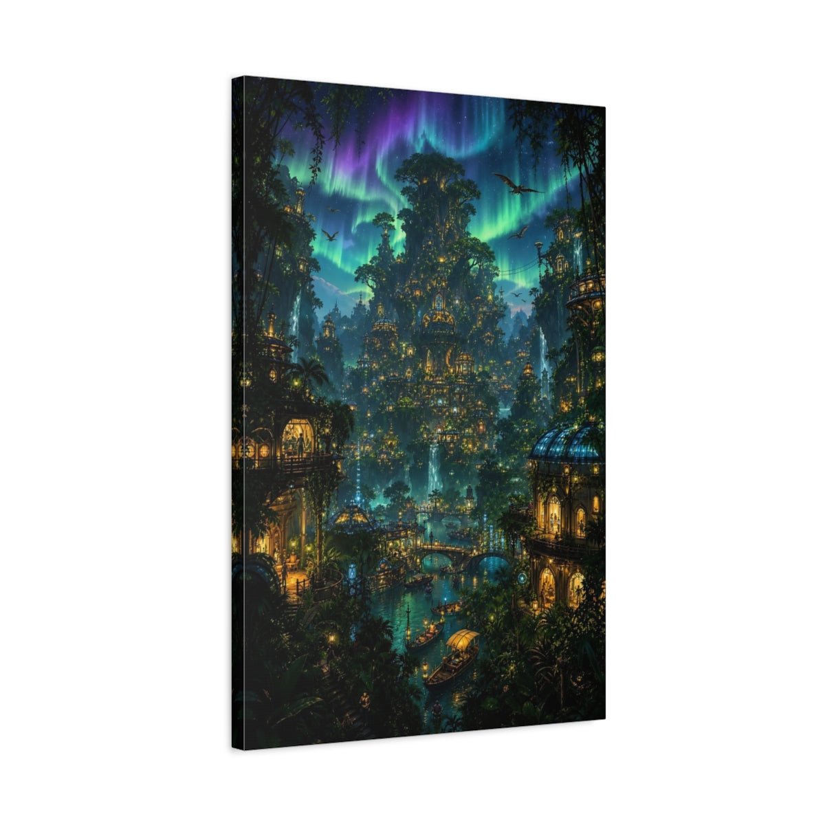 Fairytale Fantasy City Enchanted Forest Canvas Wall Art Print – Living Room Decor, Above Couch - YesArtYes