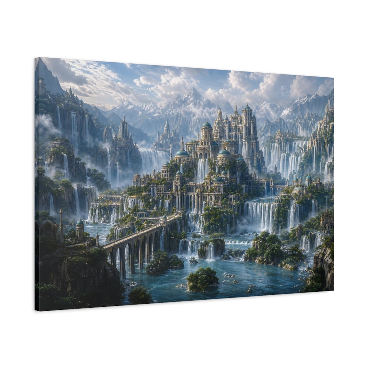 Main Mockup. Fairytale Fantasy City Fantasy City Landscape shown as stretched canvas wall art