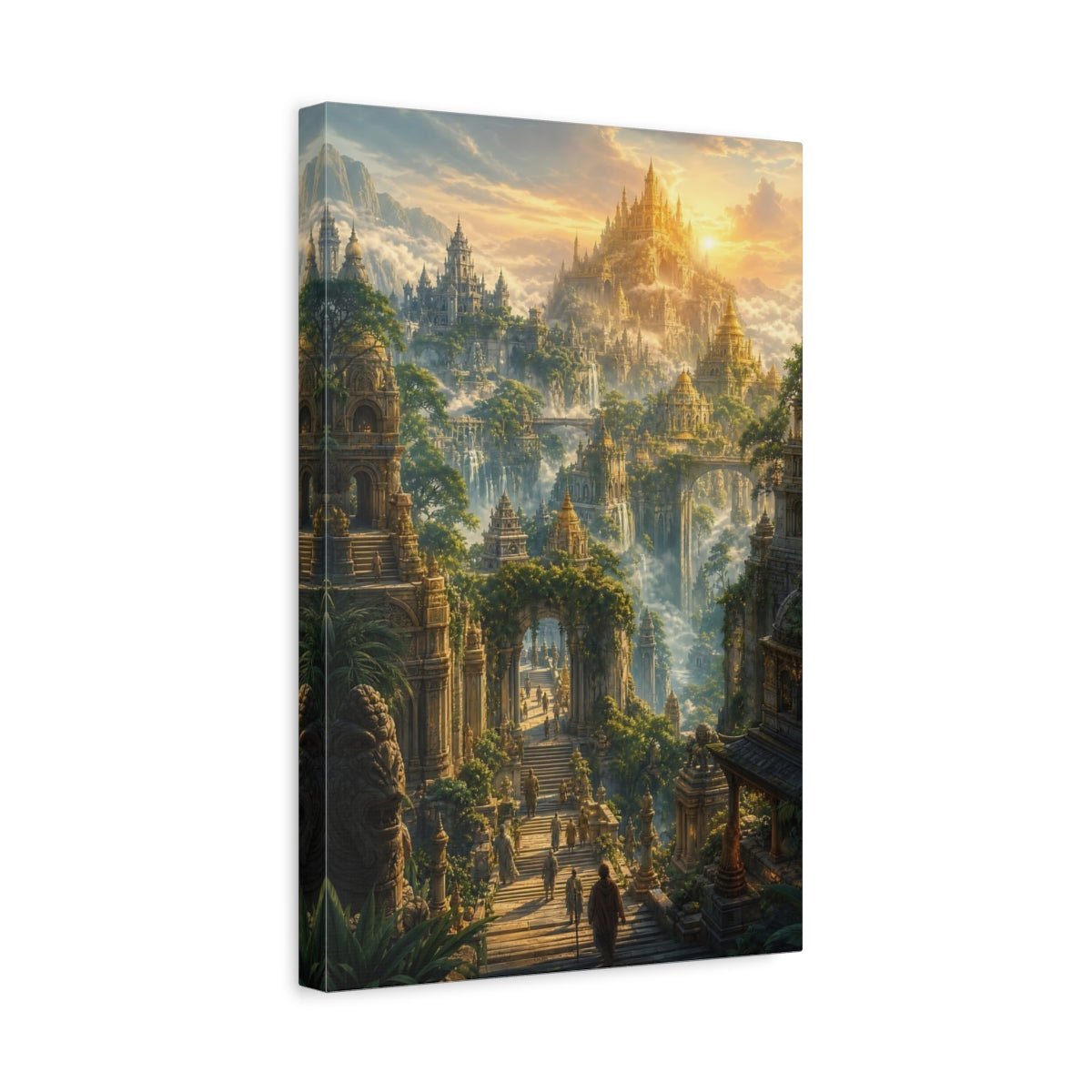 Fairytale Fantasy City Golden Canvas Print – Decor for Living Room, Above Console Table - YesArtYes