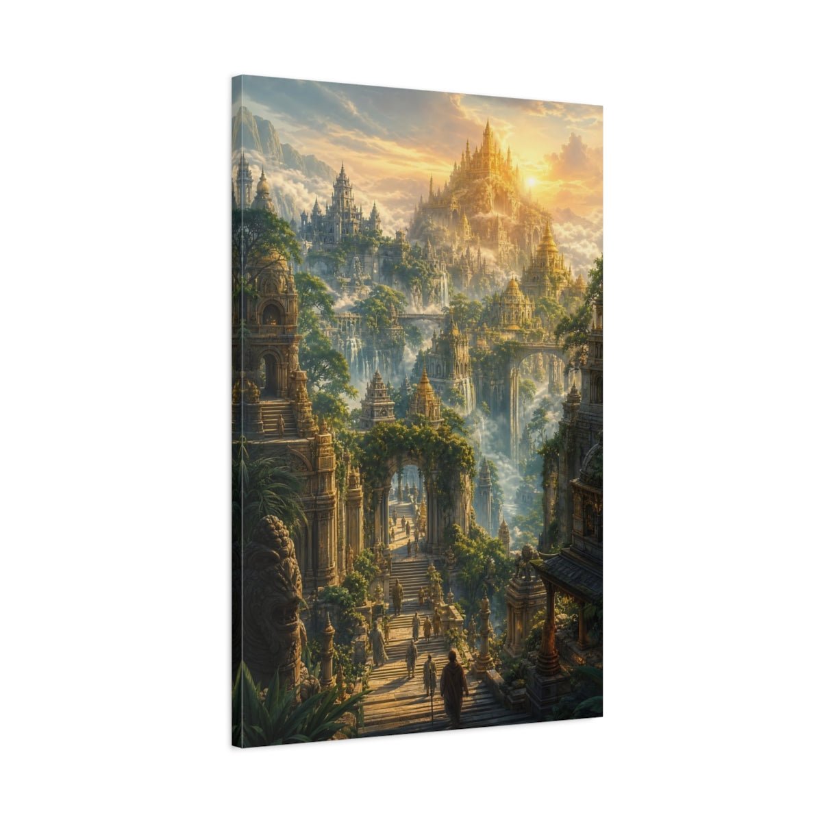 Fairytale Fantasy City Golden Canvas Print – Decor for Living Room, Above Console Table - YesArtYes