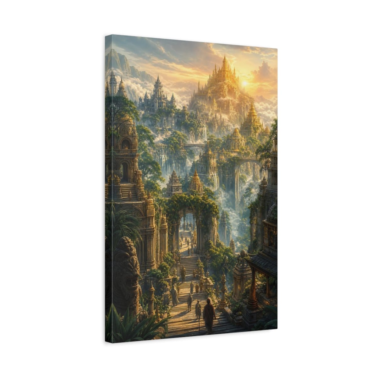 Fairytale Fantasy City Golden Canvas Print – Decor for Living Room, Above Console Table - YesArtYes