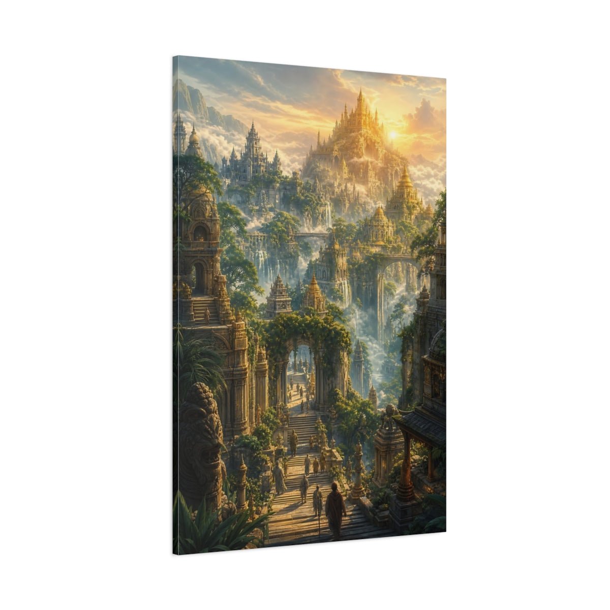 Fairytale Fantasy City Golden Canvas Print – Decor for Living Room, Above Console Table - YesArtYes