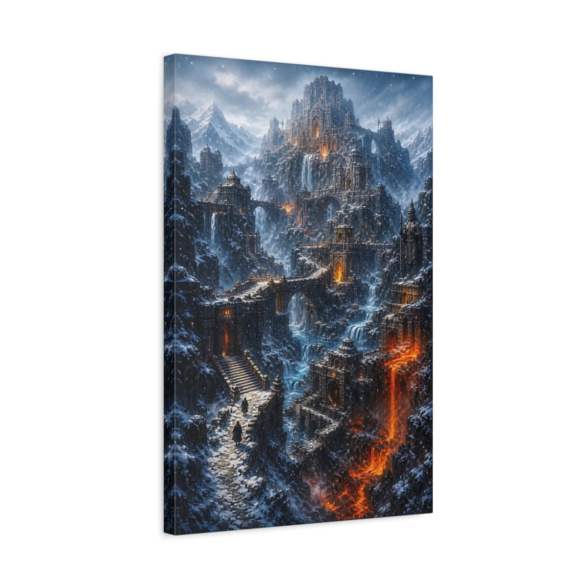 Fairytale Fantasy City Winter Castle Canvas Wall Art Print – Living Room Decor, Above Fireplace - YesArtYes