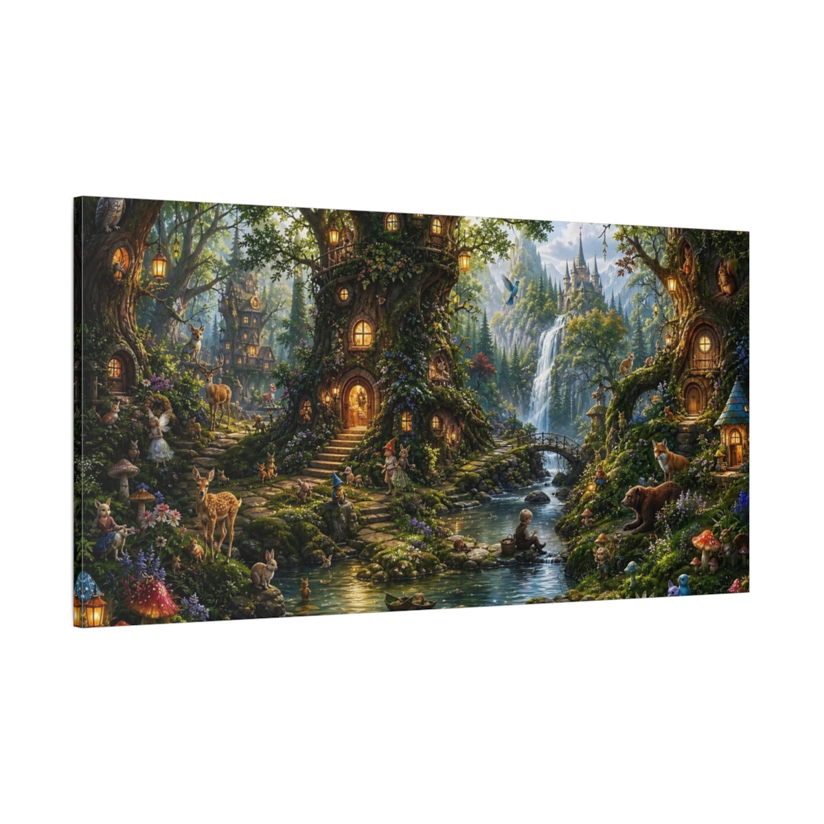Side Mockup 2. Fairytale Fantasy Forest Enchanted Forest shown as stretched canvas wall art