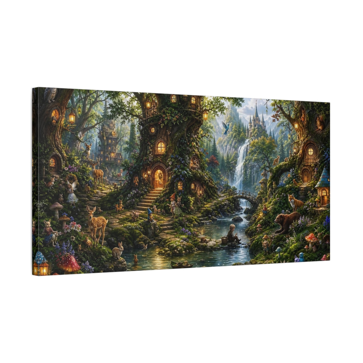 Side Mockup 1. Fairytale Fantasy Forest Enchanted Forest shown as stretched canvas wall art