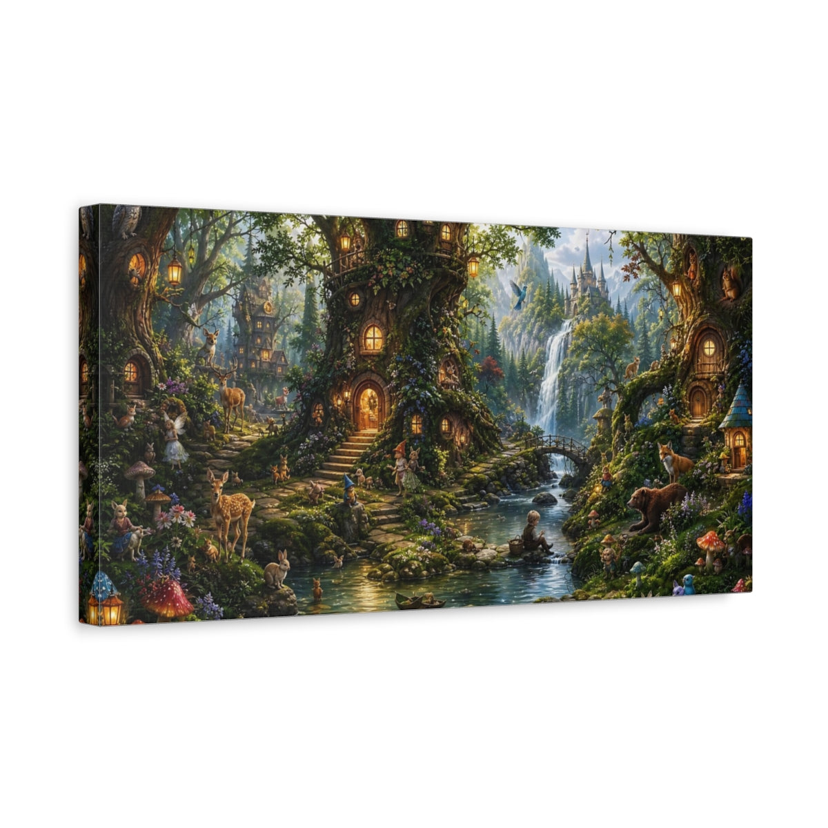 Side Mockup 3. Fairytale Fantasy Forest Enchanted Forest shown as stretched canvas wall art